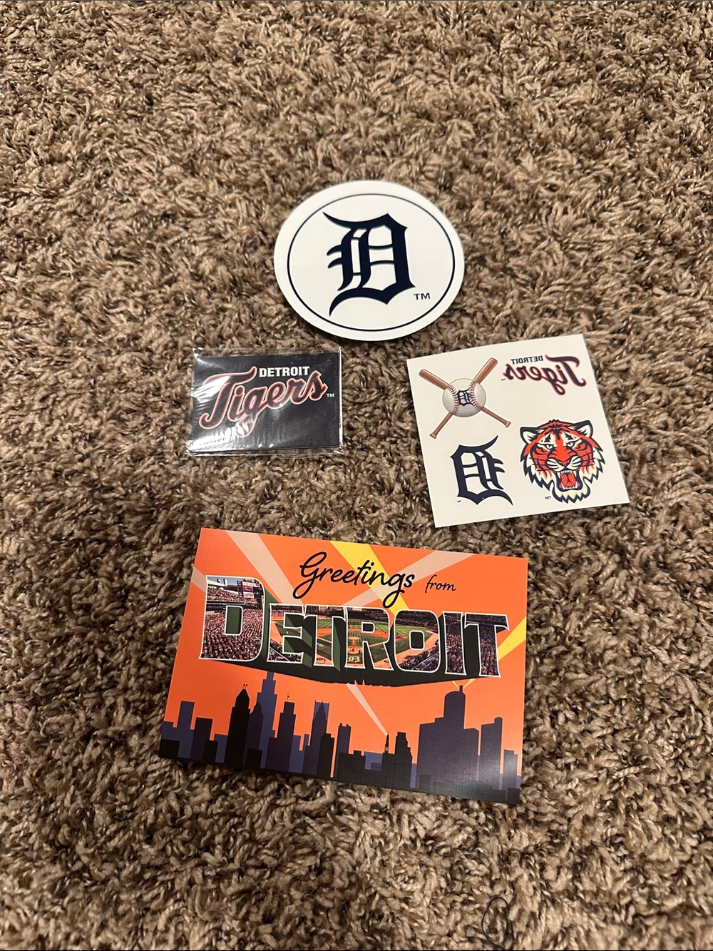 Detroit Tigers Sticker & Postcard Set - Orange, White, Black